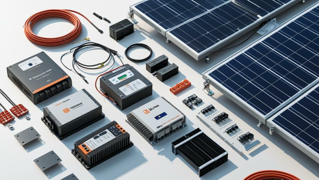 componenti impianto solare: cavi, pannelli, inverter, chip