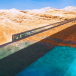 foto di "the Line" la città che si estende orizzontalmente completamente autosostenibile