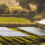 Agrivoltaico, pannelli solari rialzati su un terreno agricolo