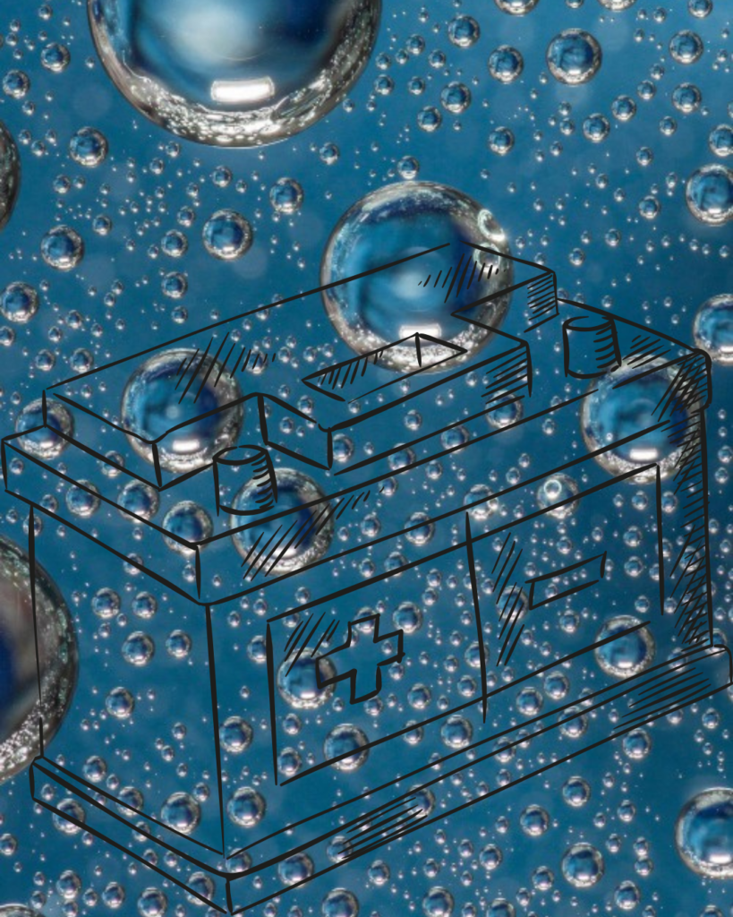 batteria con bolle d'acqua