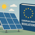pannello solare con libro normative unione europea